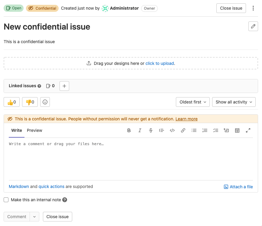Confidential issue page